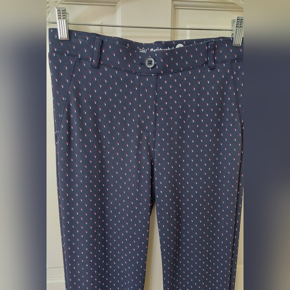 Betabrand Navy Geometric Print Yoga Dress Pants, Size M Long - Picture 4 of 9